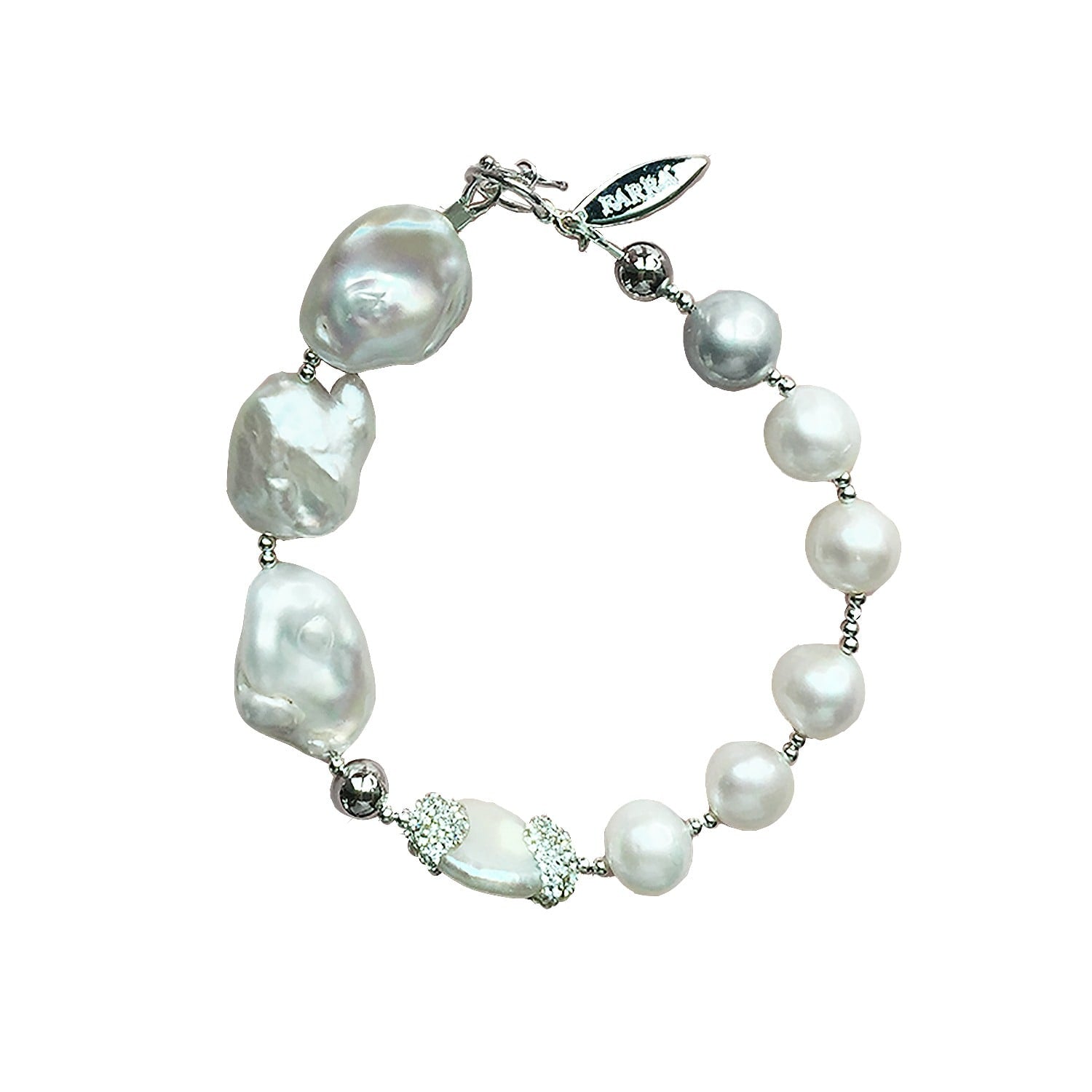 White Freshwater Pearl Rhinestone Bracelet