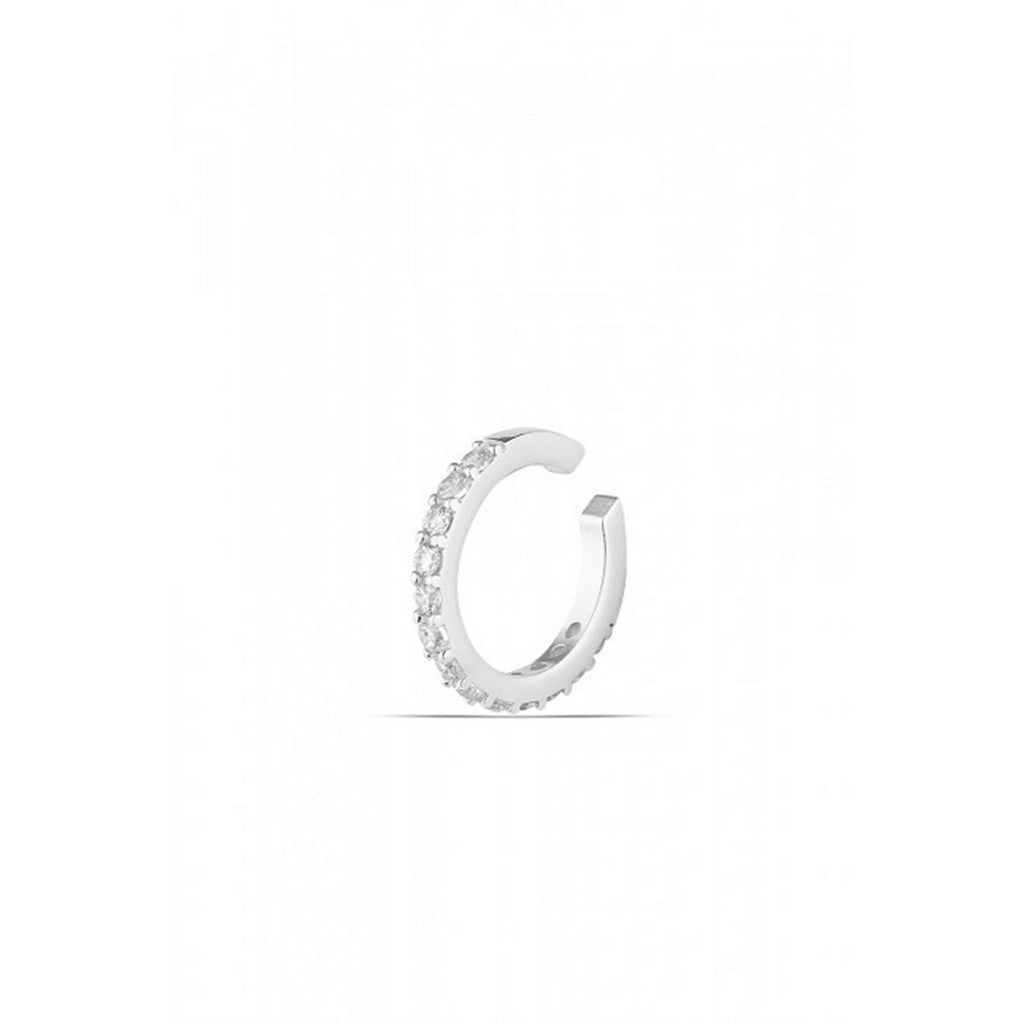 Cubic Zirconia Sterling Silver Ear Cuff No Piercing - Silver