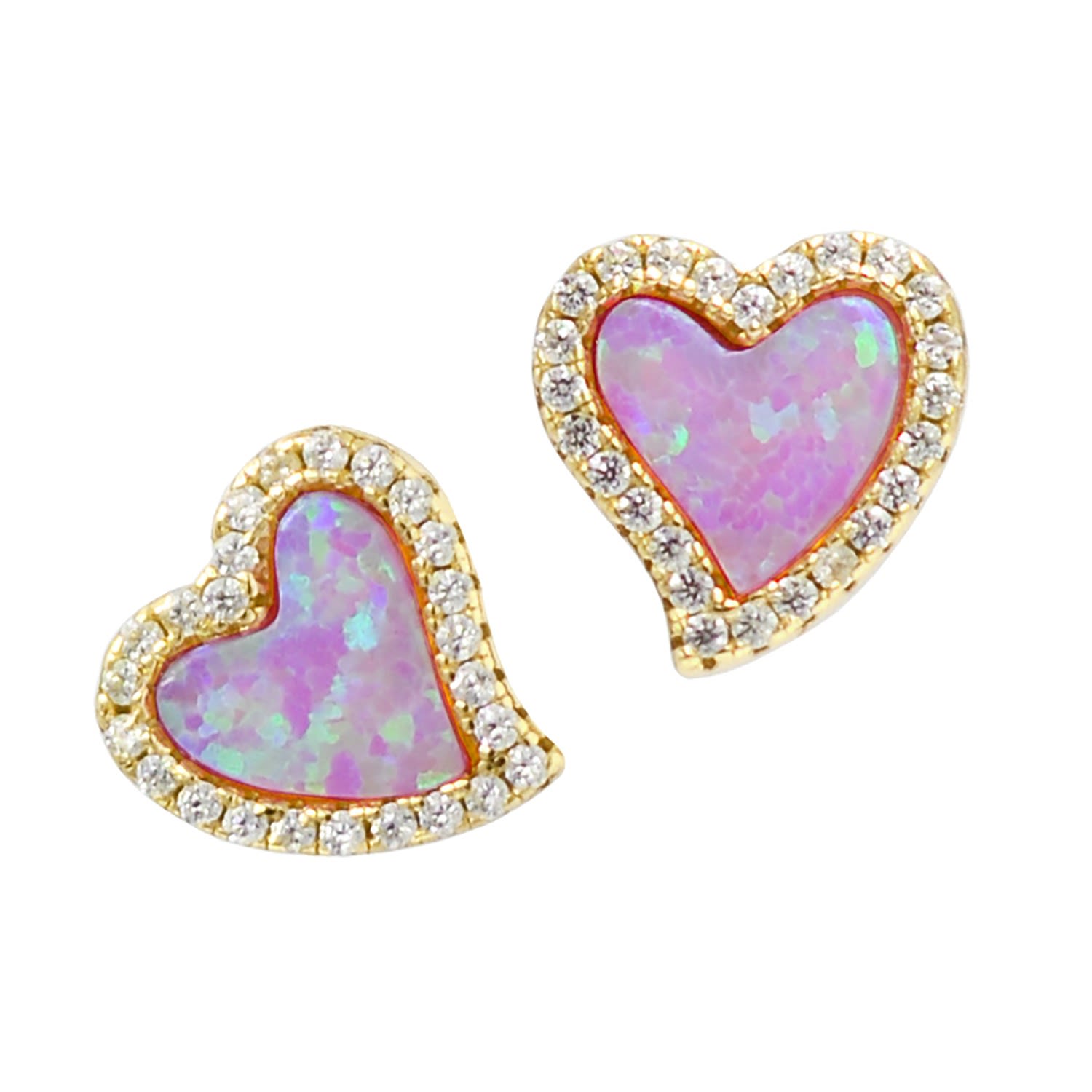 Amore Heart Stud Earrings - Pink & Purple