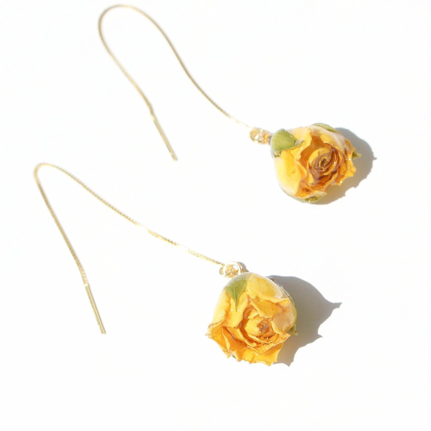 Rosa Korresia Yellow Rosebud 18K Gold Vermeil Threader Earrings
