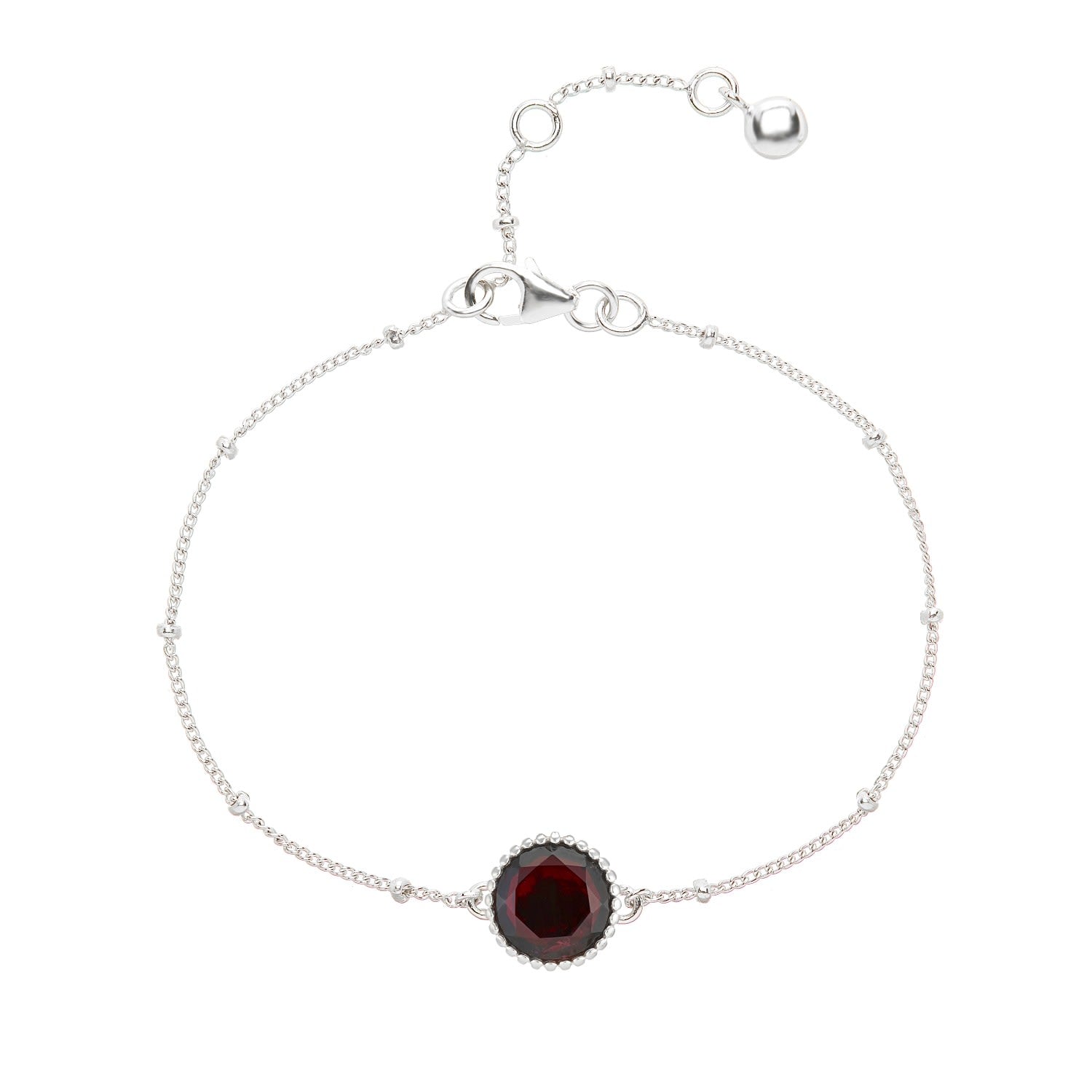 Barcelona Silver January Birthstone Bracelet Garnet