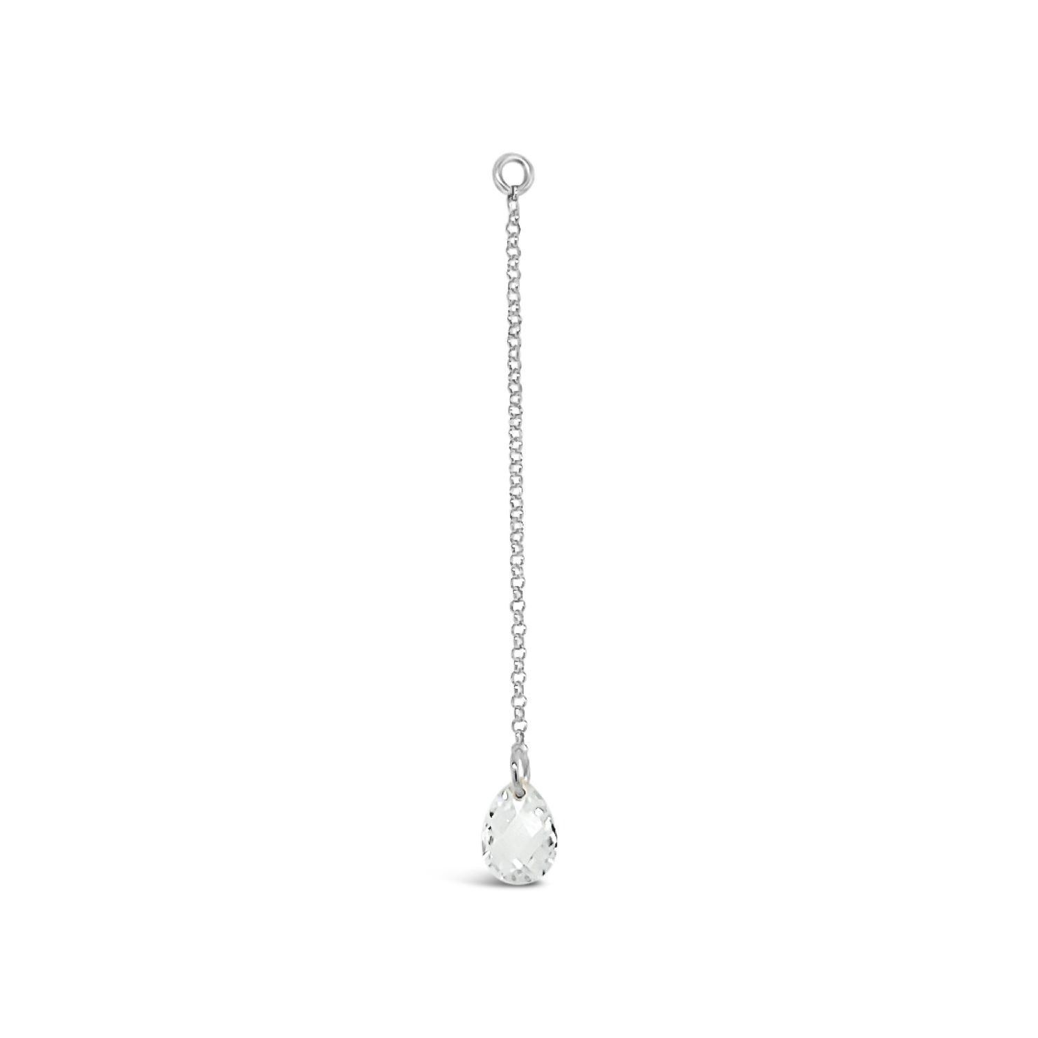 Single White Briolette Cz Drop Earring