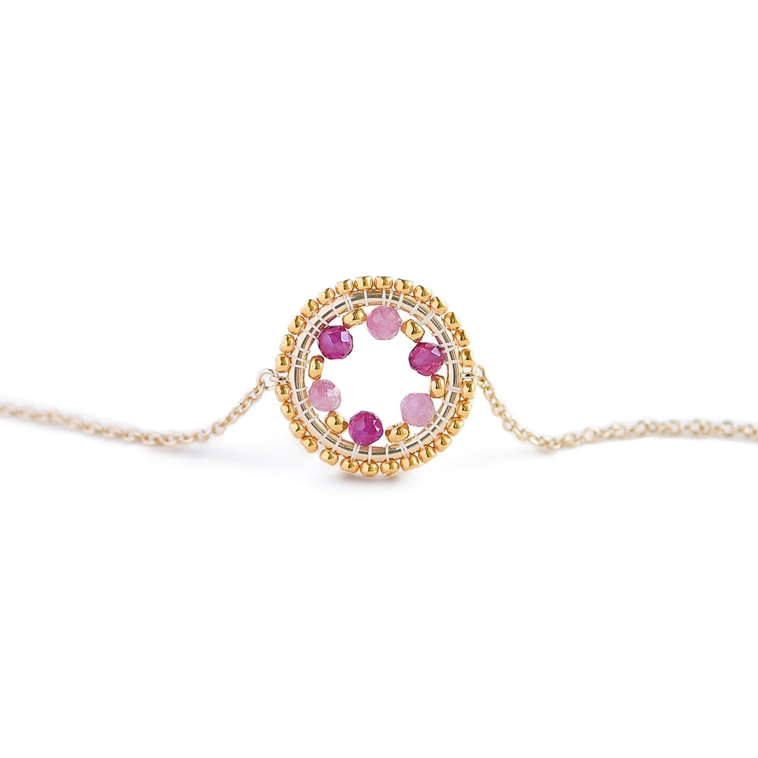 Celestia Circle Bracelet - Ruby + Pink Tourmaline