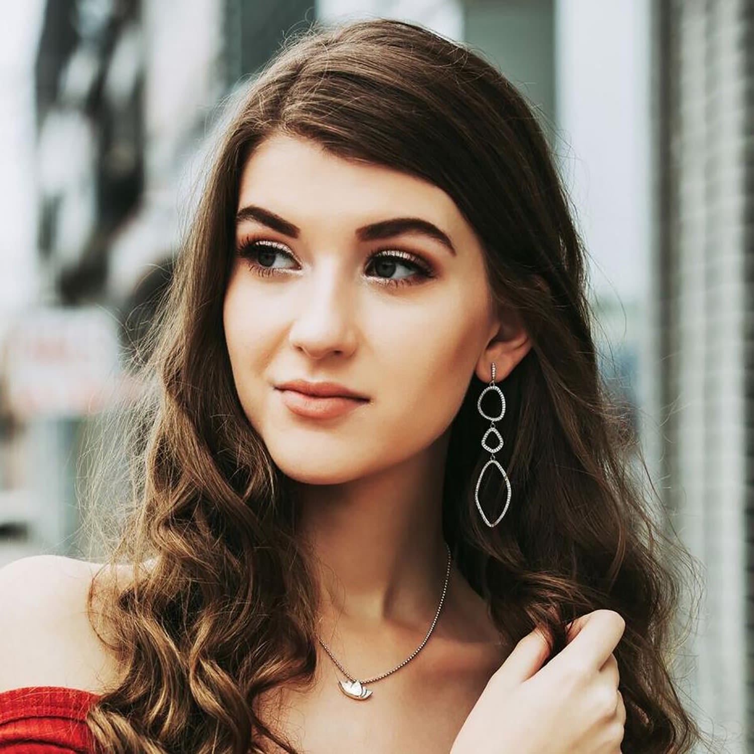 Triple Organic Shape Dangle Earrings - Rose Gold