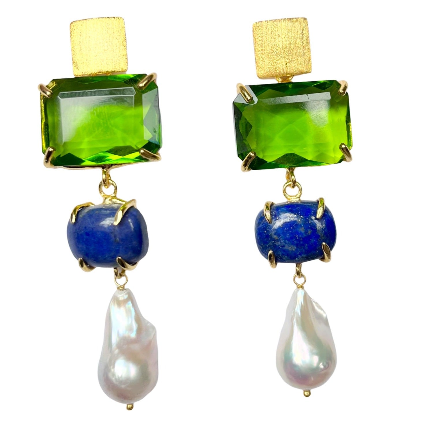Oceania Earrings Green & Navy