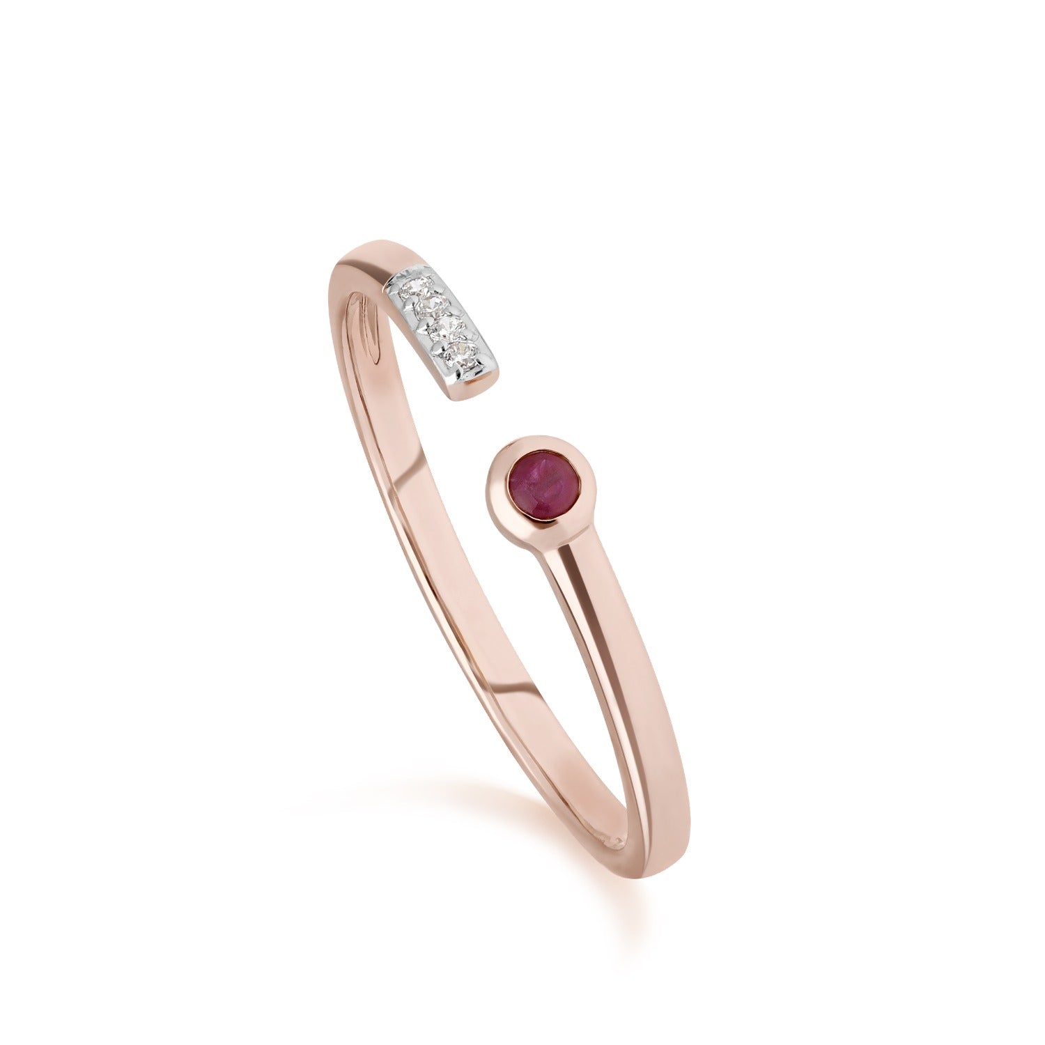 Diamond Ruby Open Ring In Rose Gold