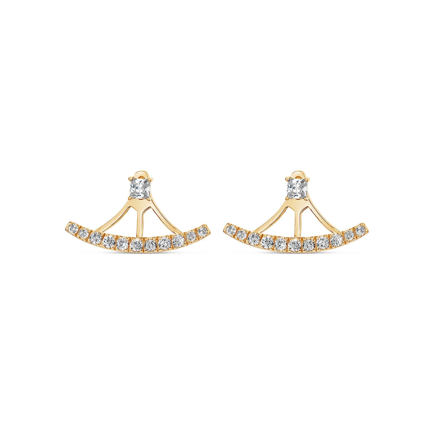 Complete Ear Jacket With Man Made Cz Diamond Stimulant In Sterling Silver & 18K Gold Vermeil