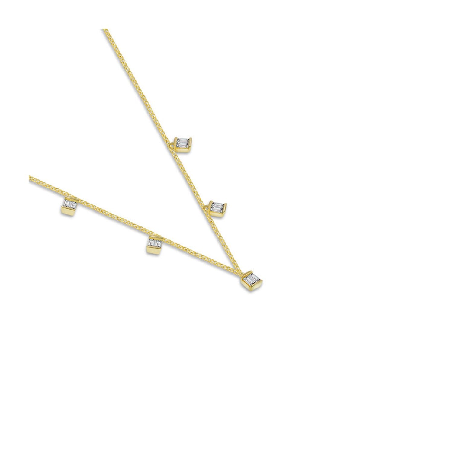 18K Yellow Gold Rhombus Shape Diamond Necklace / Choker