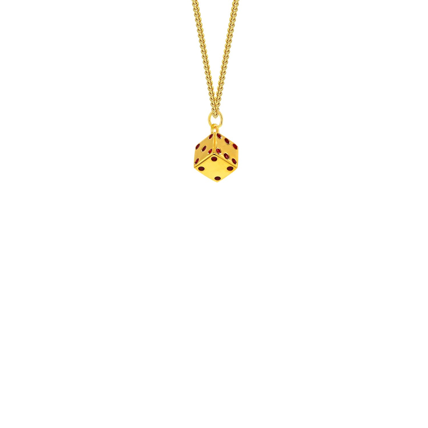 18Kt Gold Plated & Red Enamel Dice Mini Pendant