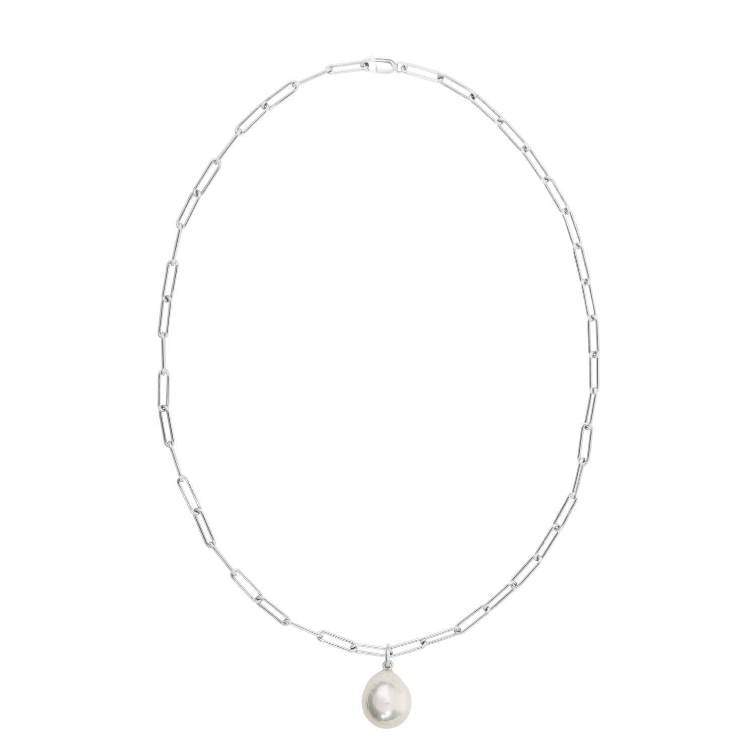 Aetia Baroque Pearl Chain Necklace - Silver
