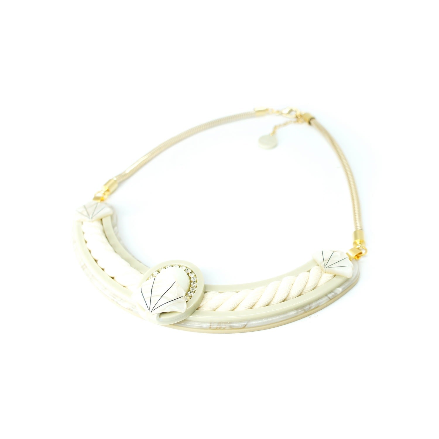 Handmade Necklace Shell And Pearl Cord Clay