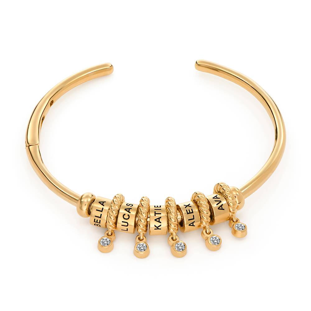 Valaya Beads Bangle with Diamonds in 18K Gold Vermeil