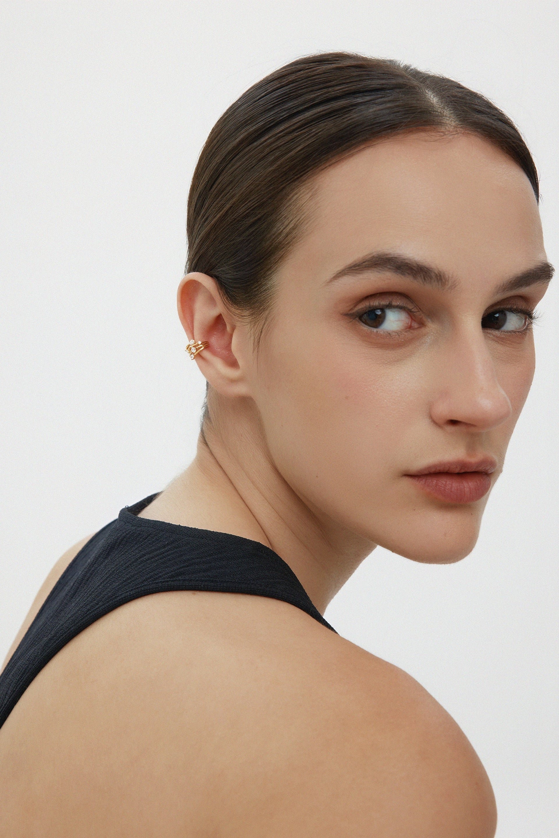 Vale Crystal Ear Cuff In Gold