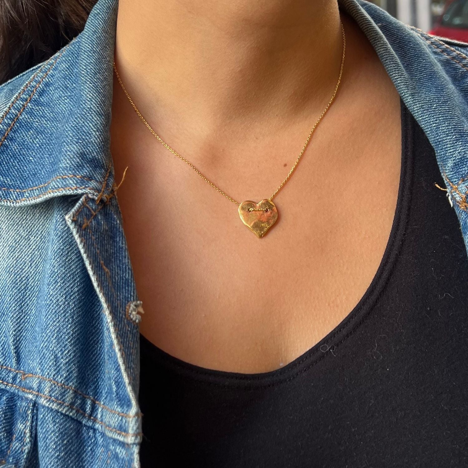Valentina Heart Charm Necklace Gold Plated