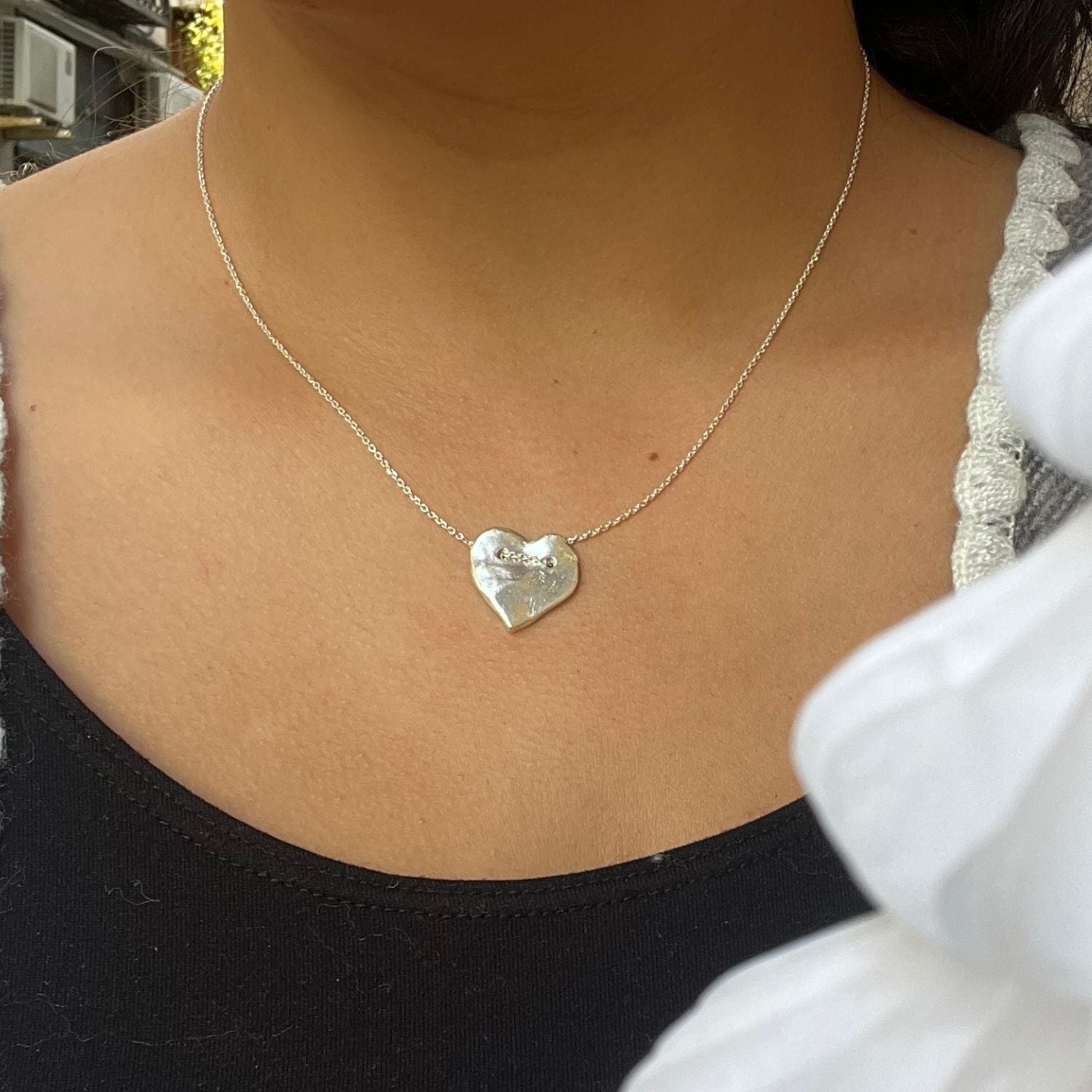 Valentina Heart Charm Necklace Silver