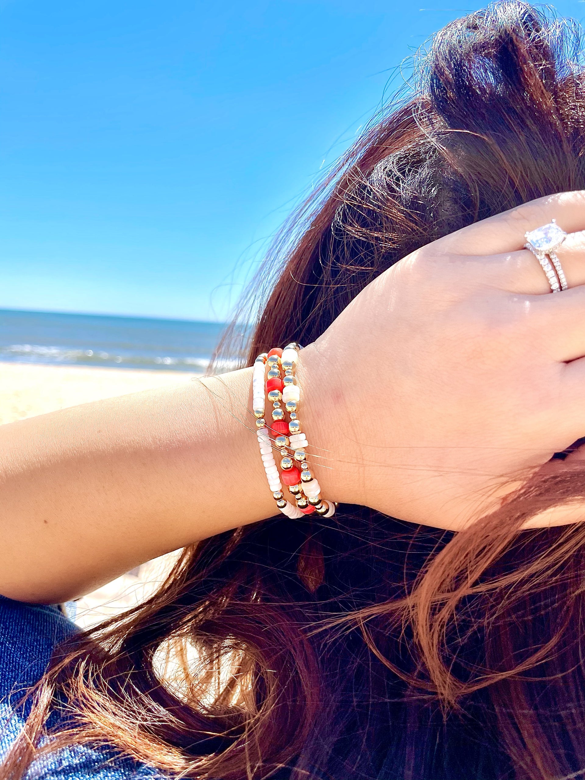 Flora Coral Heishi Bracelet