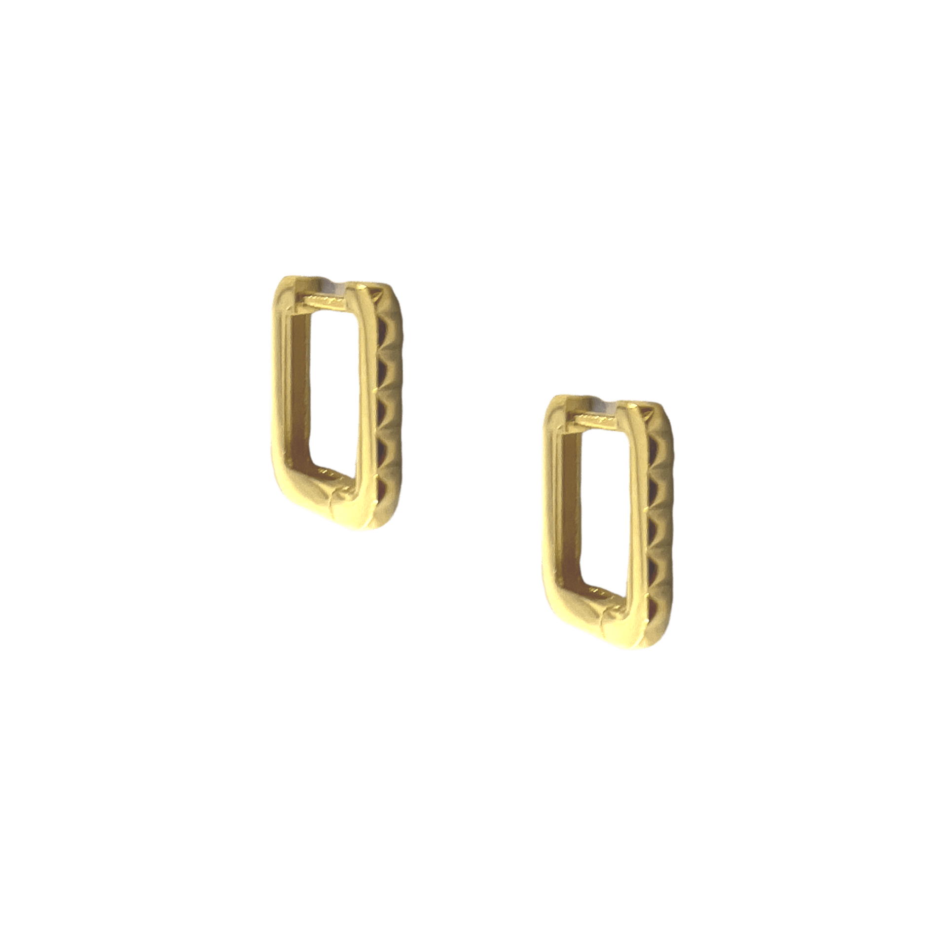 Sterling Silver Rectangular Hoop Earrings - Gold