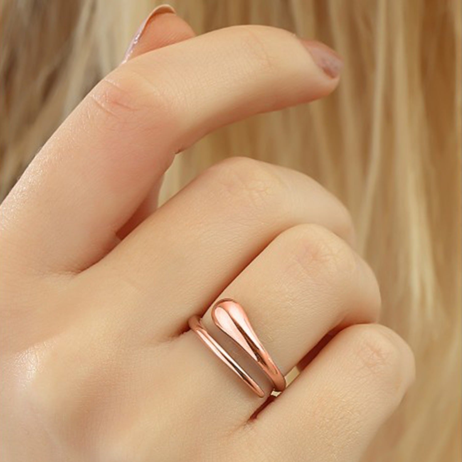 Signature Sterling Silver Stacking Snake Ring - Rose Gold