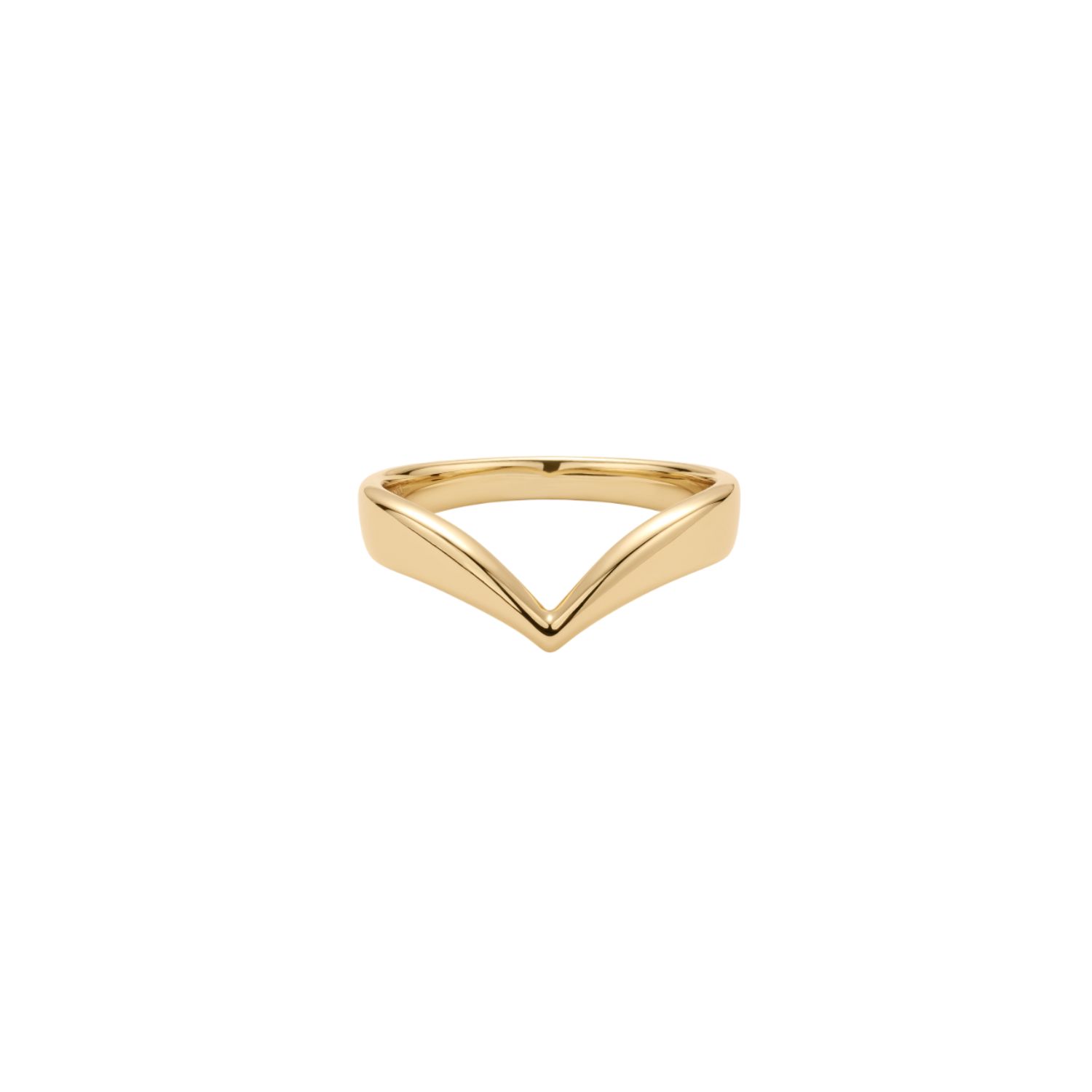 Veda Plain Chevron Ring In Gold