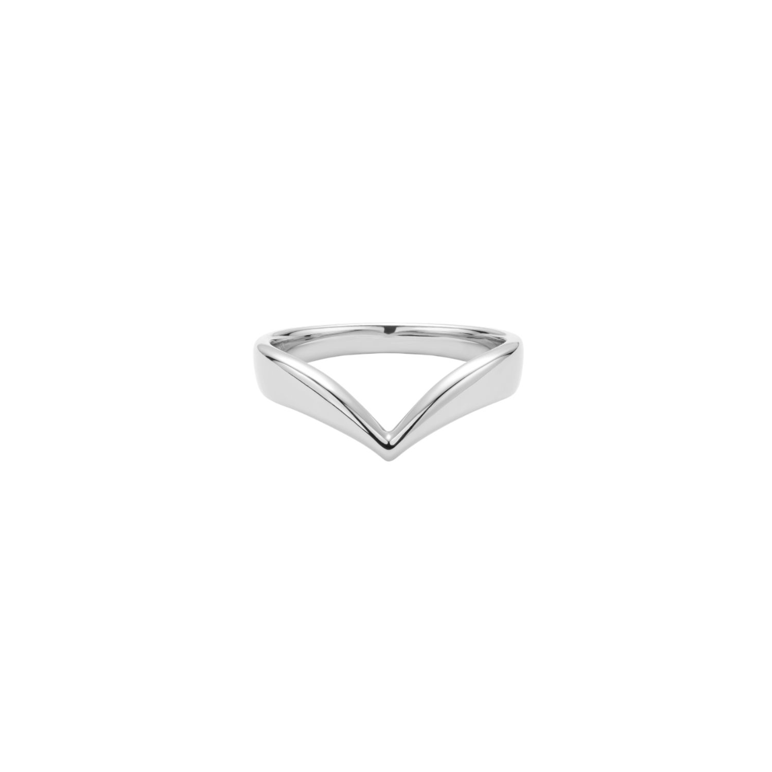 Veda Plain Chevron Ring In Silver