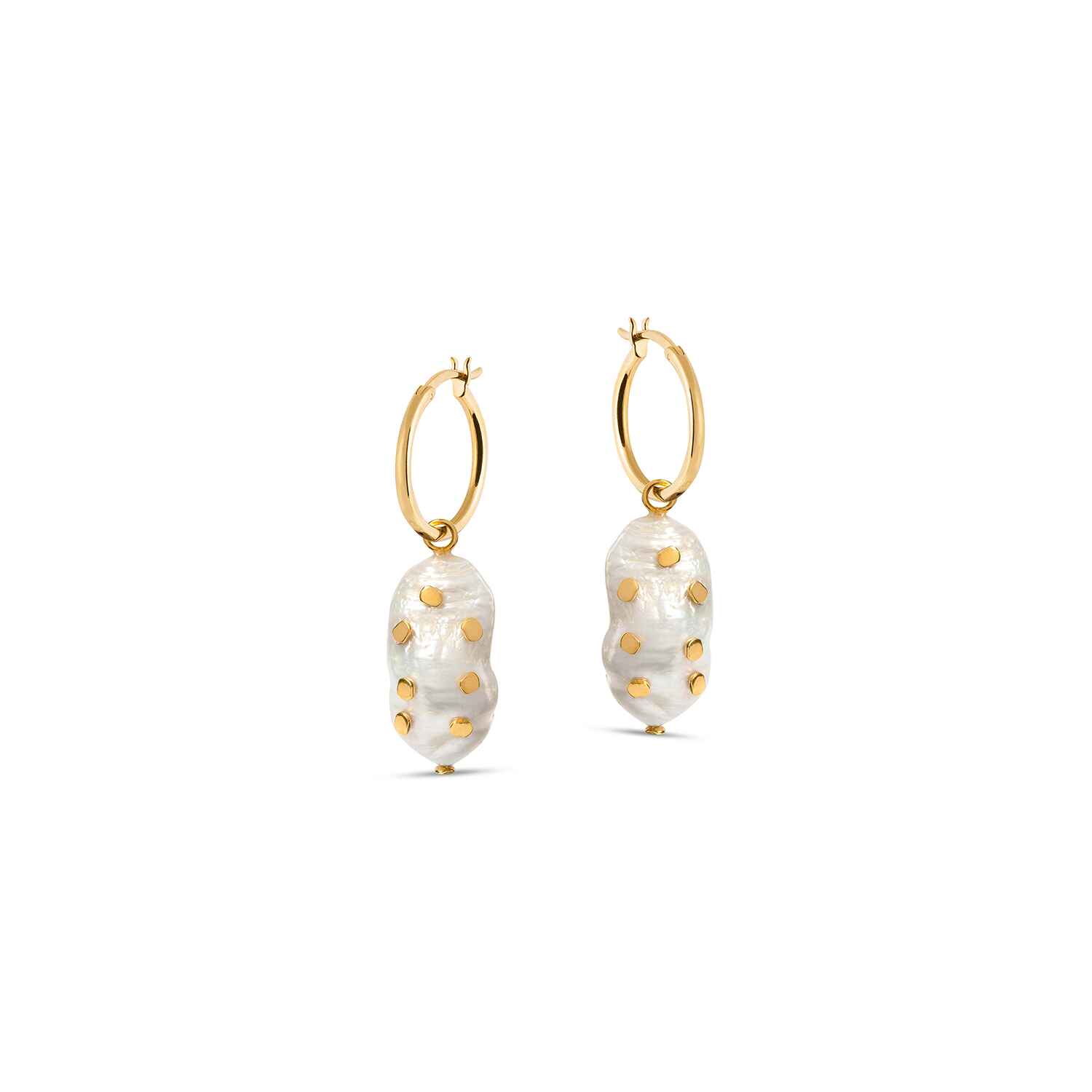 Venus Hoop Earrings With Large Keshi Pearl And Barnacles