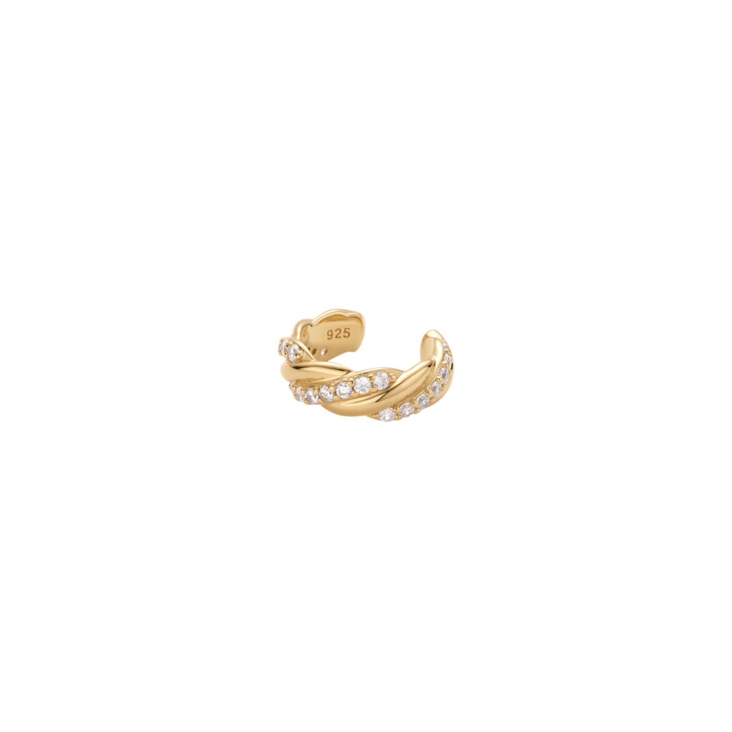 Vera Twisted Crystal Ear Cuff In Gold