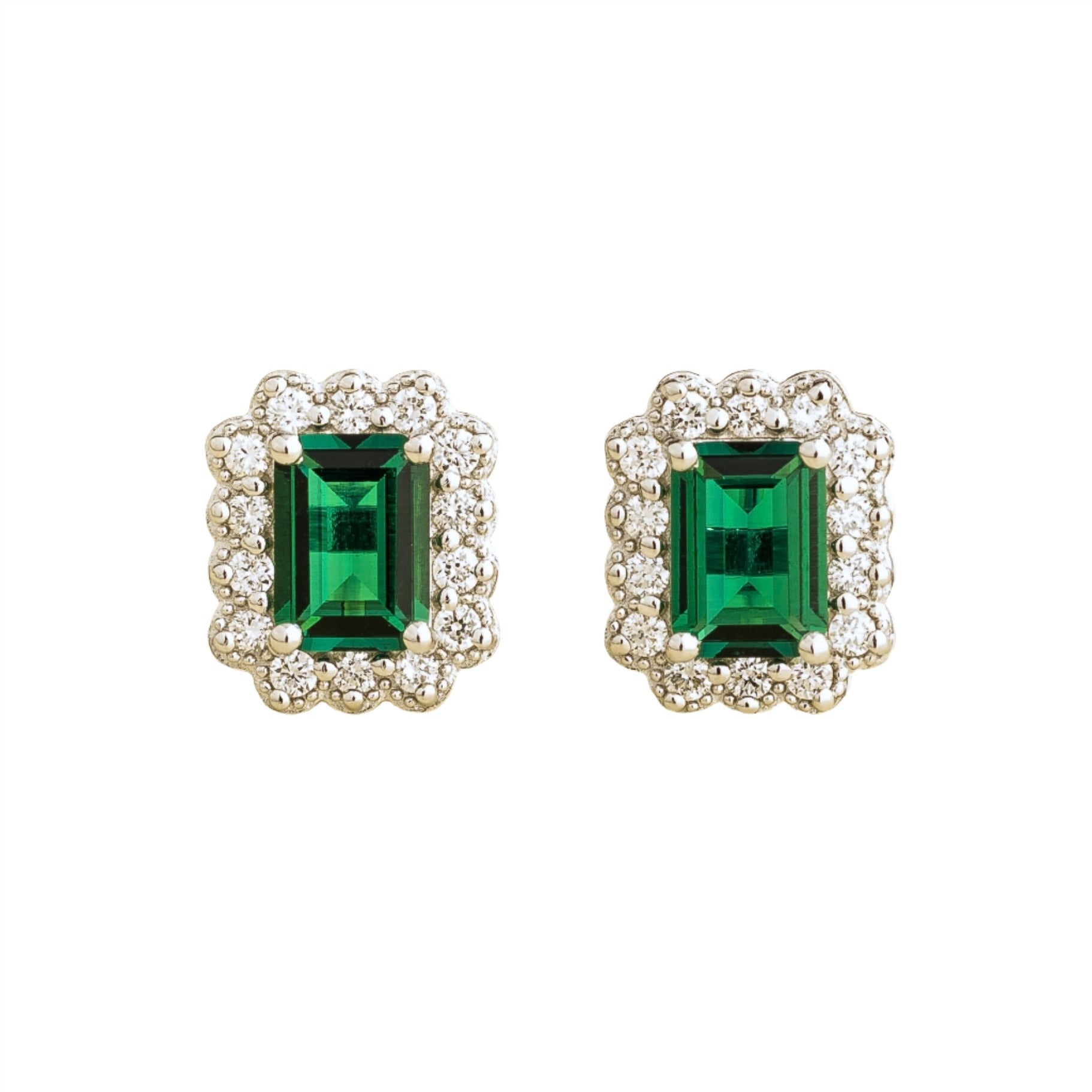 Verda White Gold Earrings Emerald & Diamond