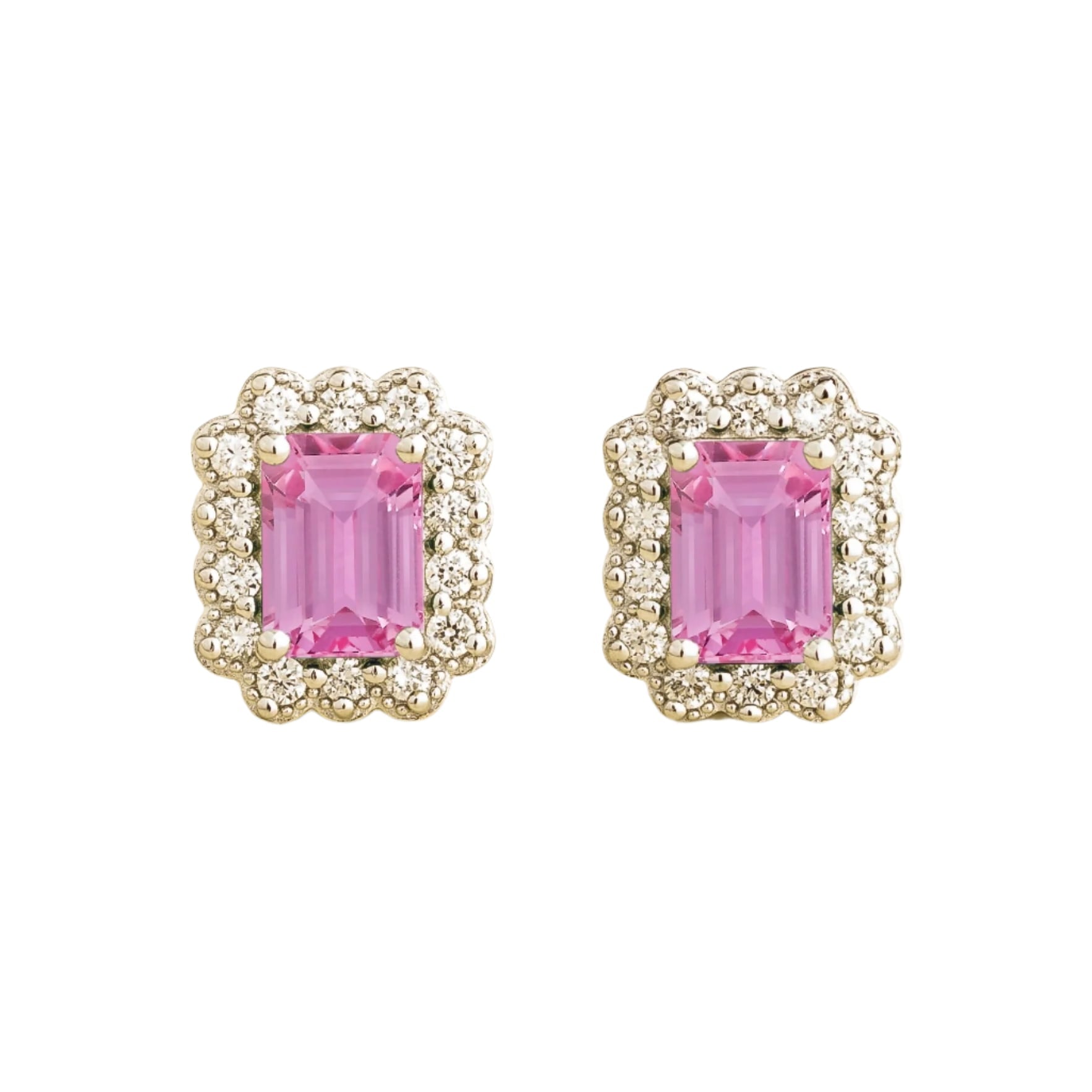 Verda White Gold Earrings In Pink Sapphire & Diamond