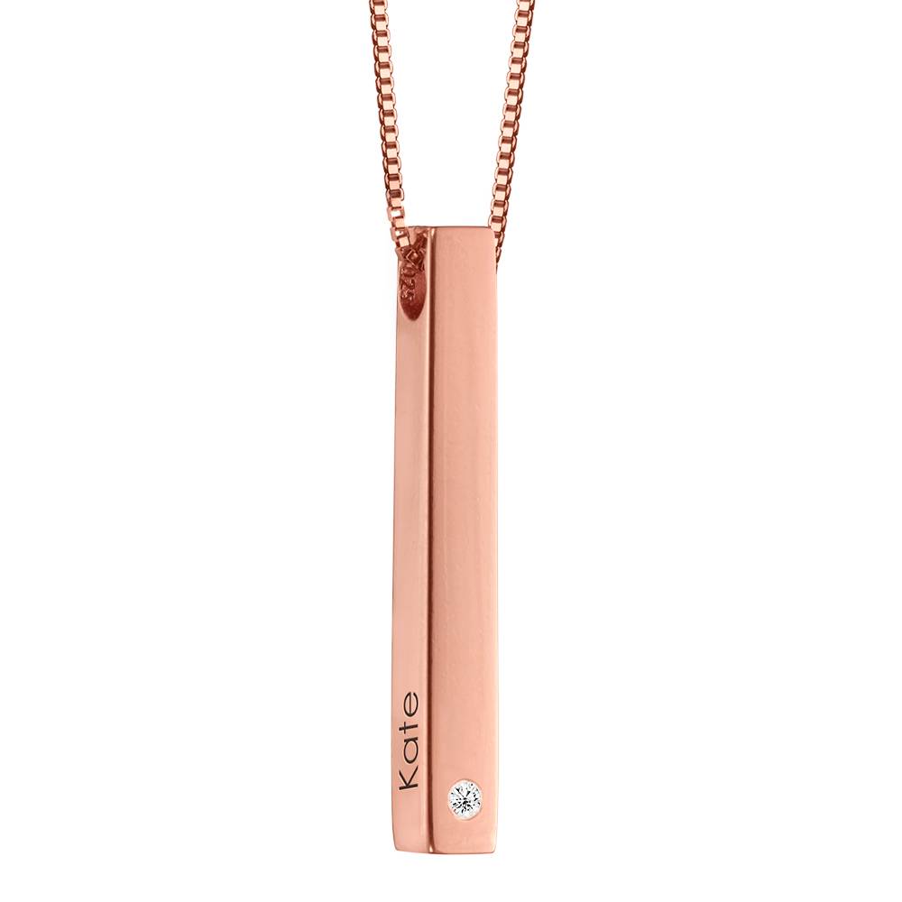 Totem 3D Bar Necklace with Diamond in Rose Gold Plating