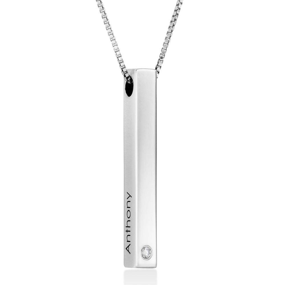 Totem 3D Bar Necklace in Sterling Silver with Cubic Zirconia