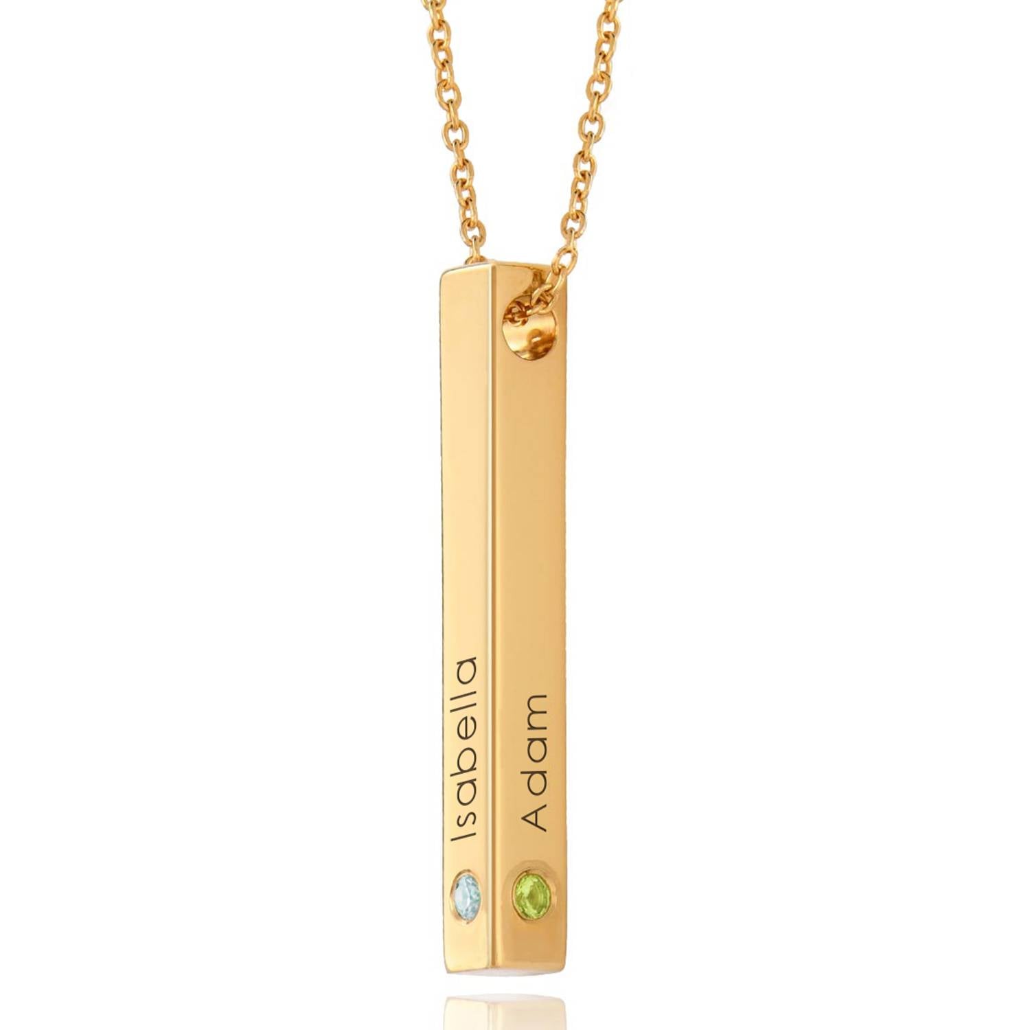Totem 3D Bar Necklace with Birthstones in 18k Gold Vermeil
