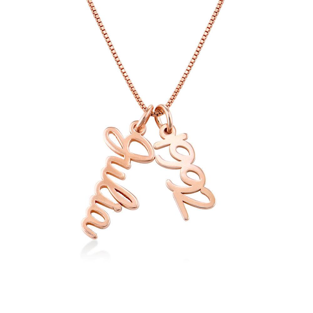 Vertical Name Necklace in Cursive in Rose Gold Plated