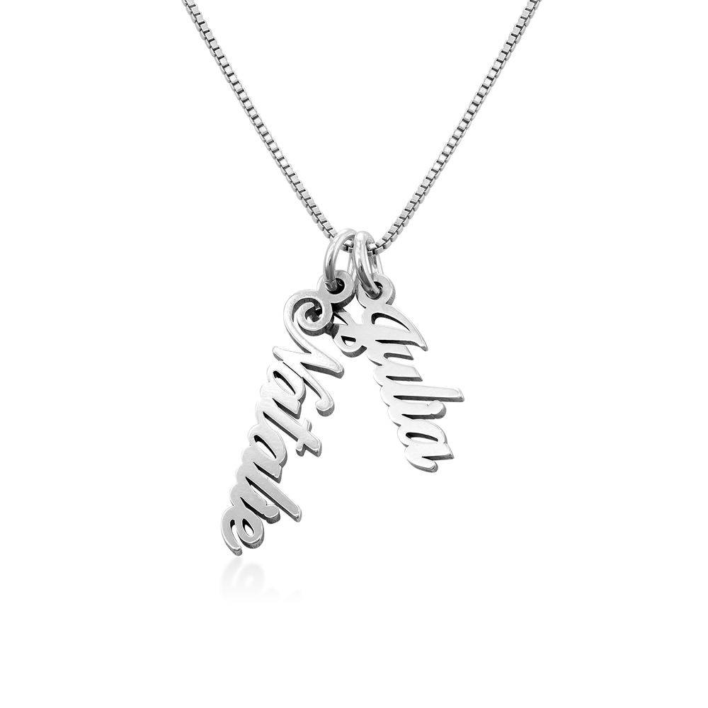 Vertical Name Pendant Necklace in Silver
