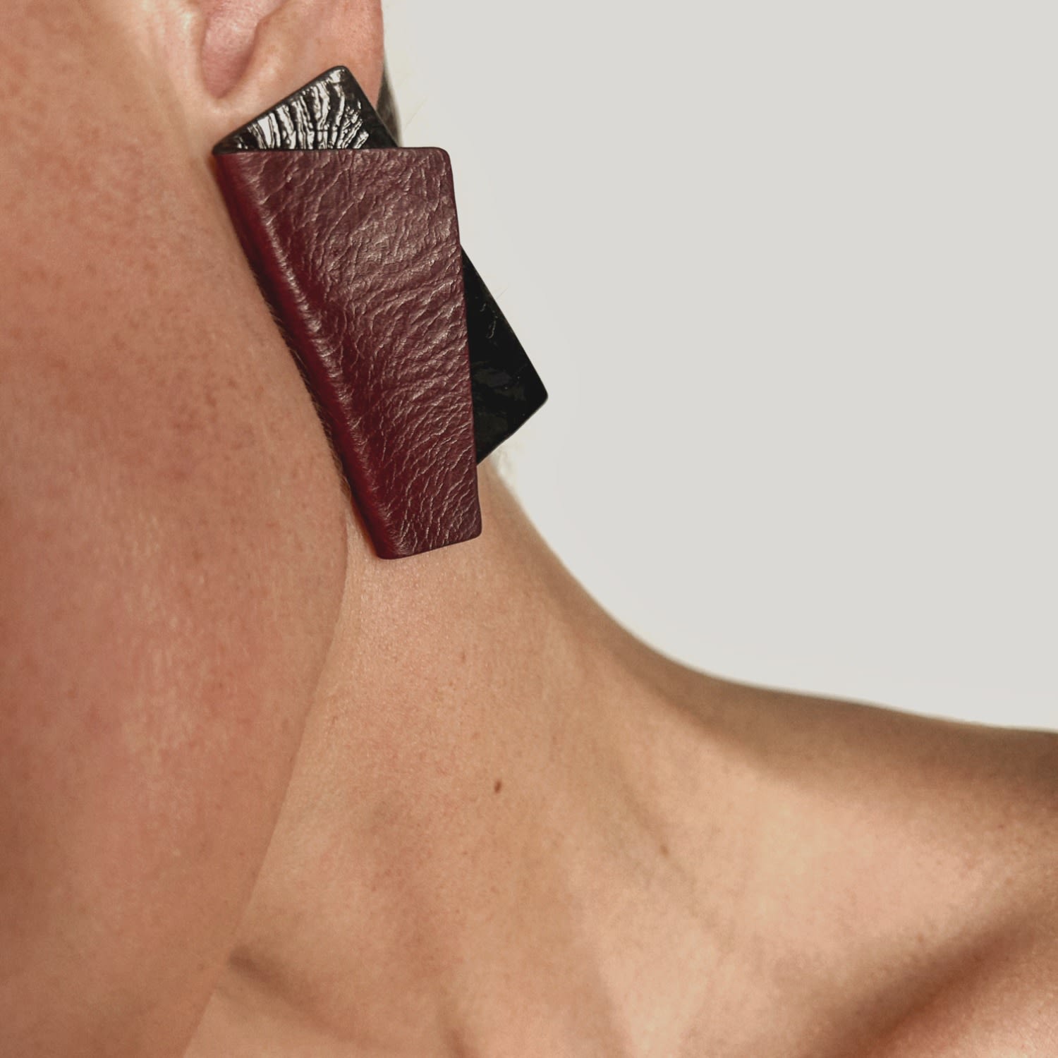 Verto Burgundy Leather Earrings