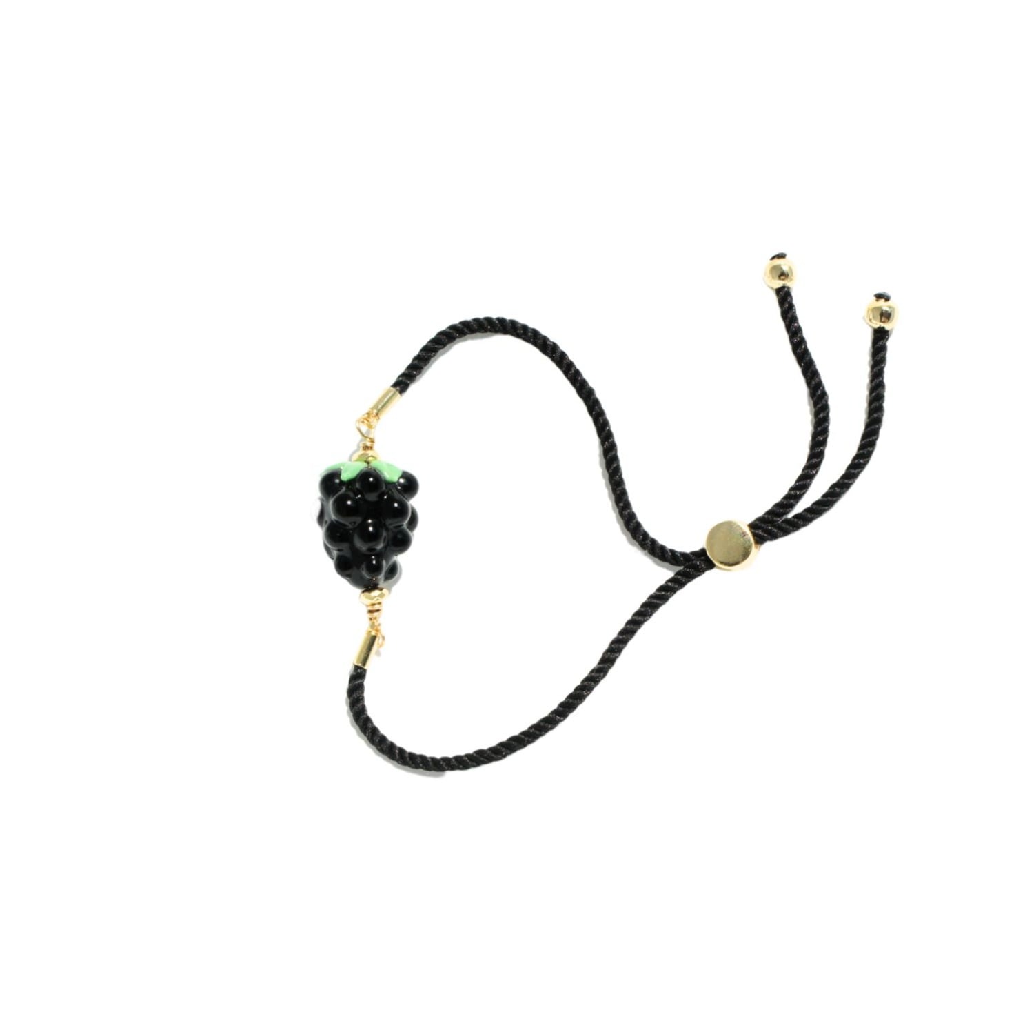Very Berry Lampwork Glass Blackberry Cord Bracelet With Slider