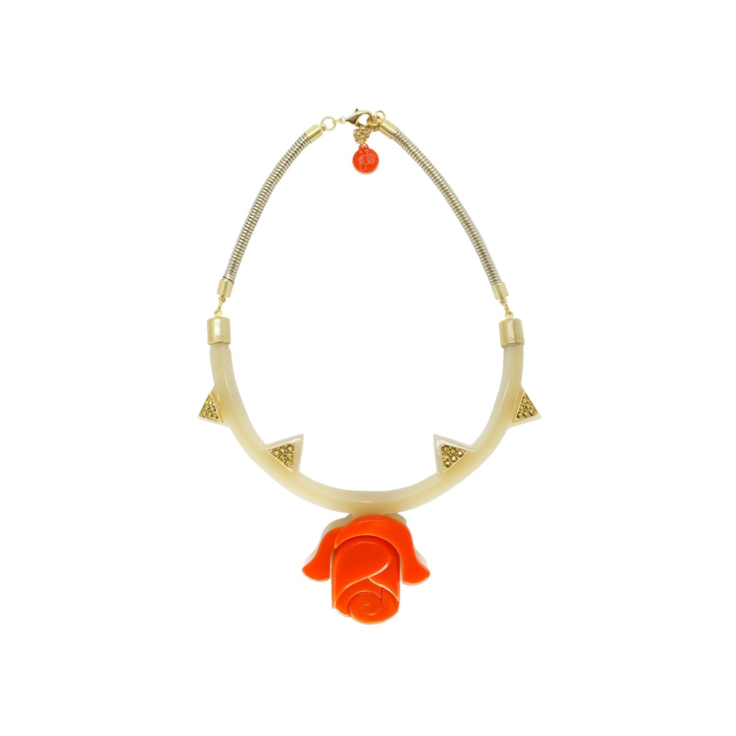 Handmade Acrylic Necklace Chocker Rose - Kahki