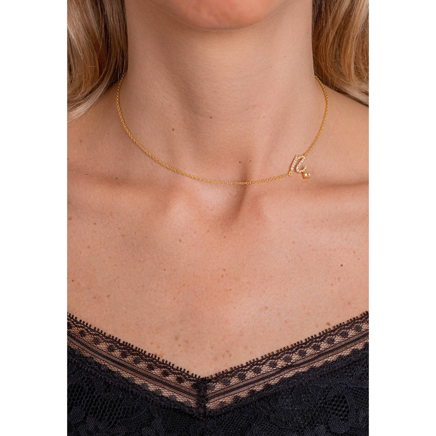Zircon N Initial Necklace