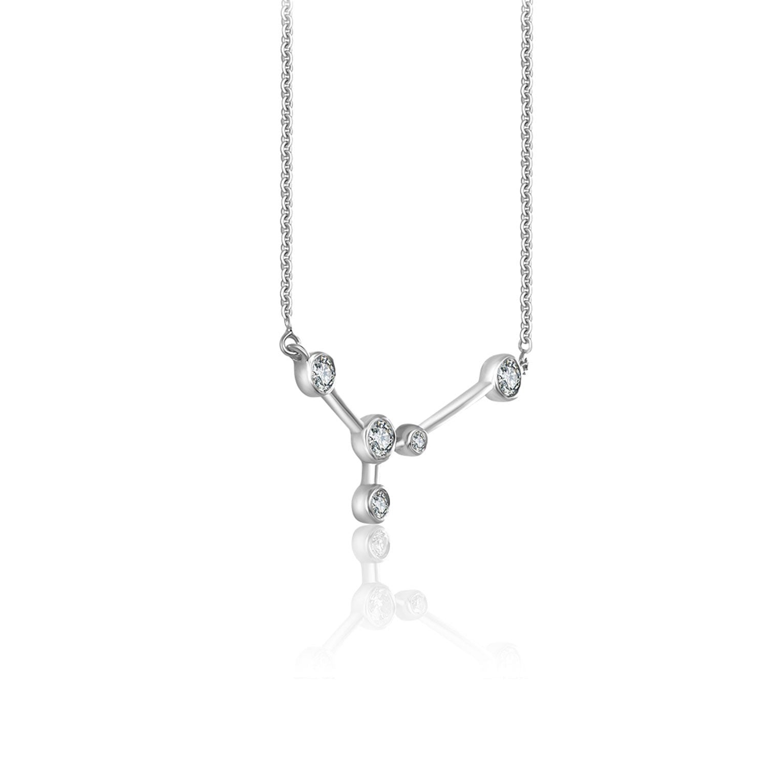 Cancer Zodiac Constellation Necklace 18K White Gold & Diamond
