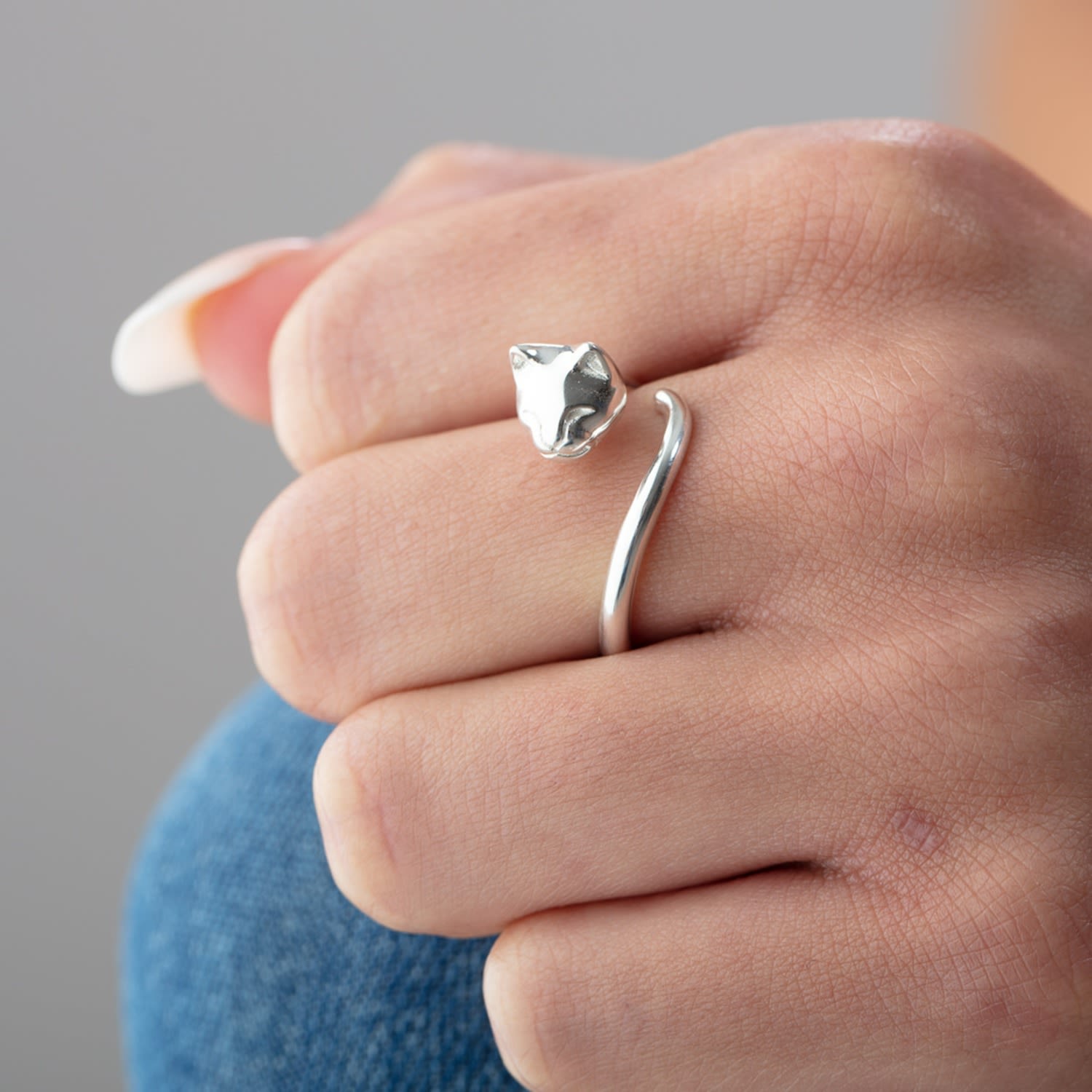 Sterling Silver Adjustable Cat Ring