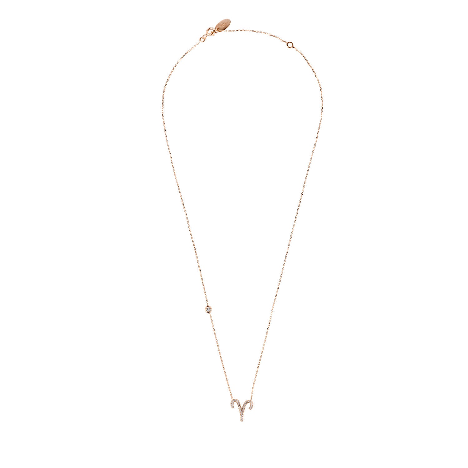 Zodiac Star Sign Pendant Necklace Rose Gold Aries