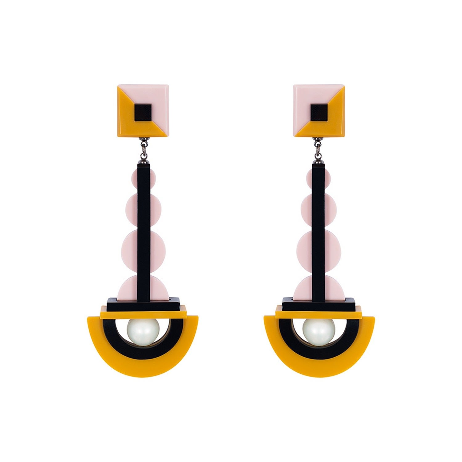 Acrylic Handmade Earring Drops Mustard