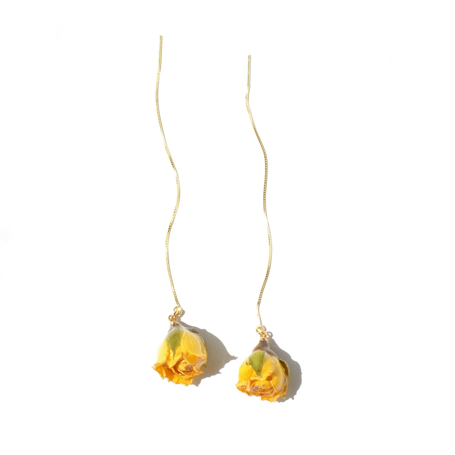 Rosa Korresia Yellow Rosebud 18K Gold Vermeil Threader Earrings