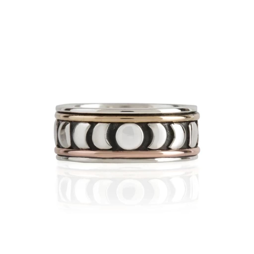 Moon Phase Unisex Silver Spinning Ring