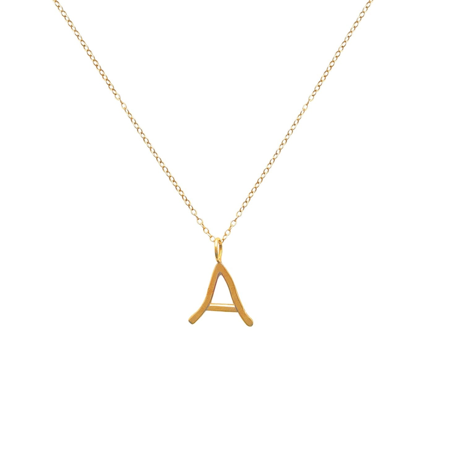 Solid Gold Letter A Pendant Necklace