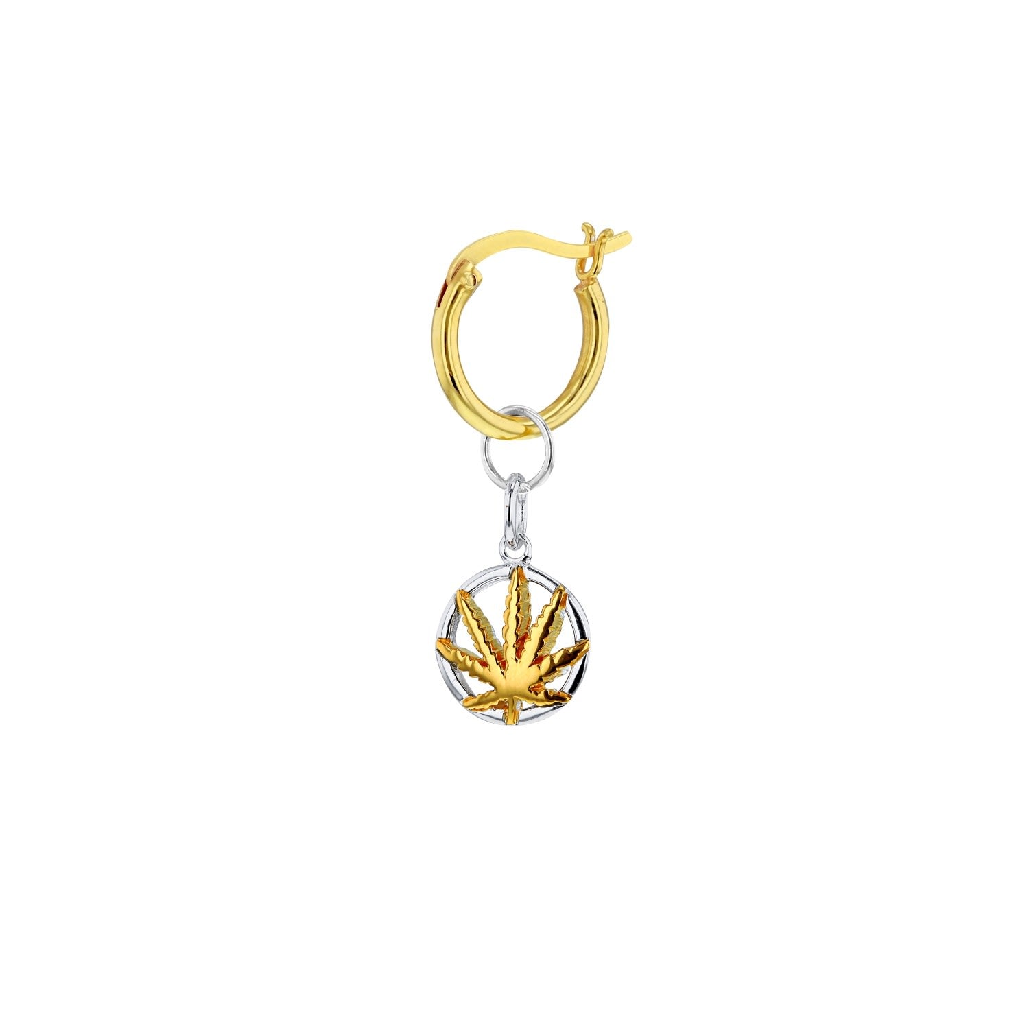 Mini Happy Leaf Pendant 2Tone Gold/Silver On Gold Chain