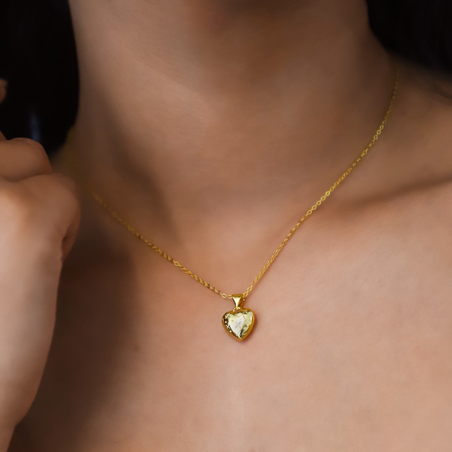 Vida Bubble Heart Necklace - Gold Plated