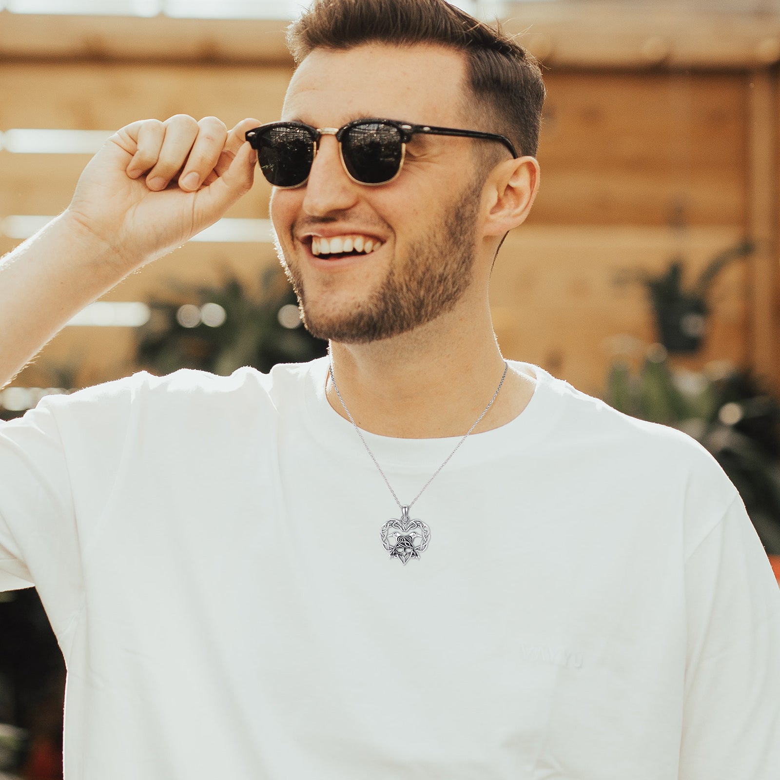 Sterling Silver Celtic Knot &Crow Pendant Necklace