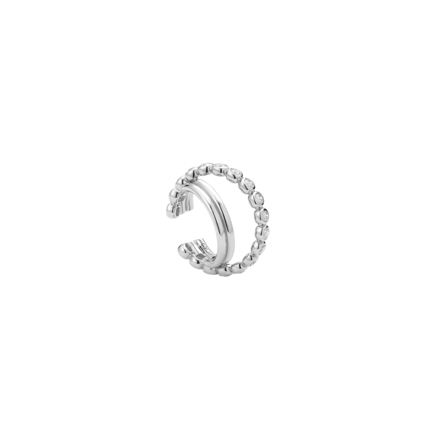 Vina Crystal Bezel Ear Cuff In Silver