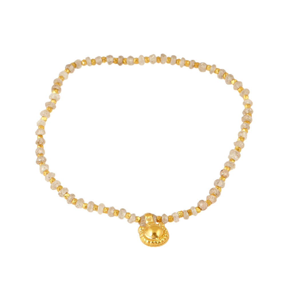 Vintage Amulet Bracelet - Gold Beads & Labradorite