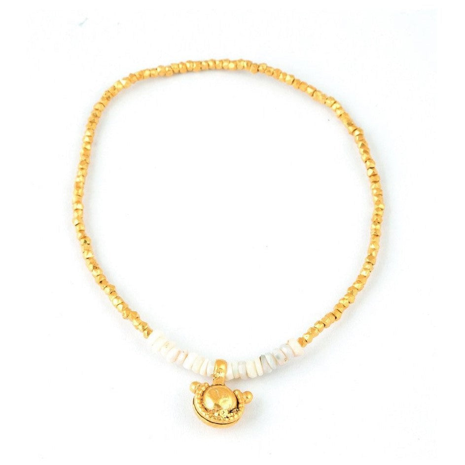 Vintage Amulet Bracelet - Gold Beads & Opals